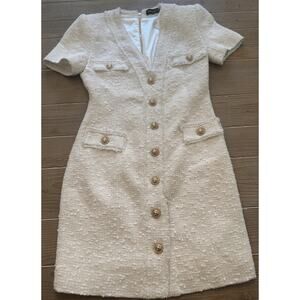 NWT Generation Love Women's Anne Tweed Suit Dress White Cream Size Small S NEW